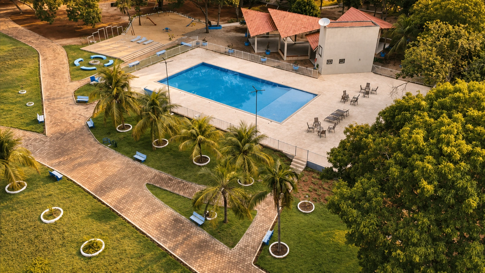 Vista aérea do Clube Liberty, em Palmas